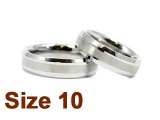 (Size 10) 6mm Brush Finish Tapered Flat Top Black Tungsten Ring
