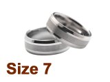 (Size 7) 8mm Brush Finish Tapered Flat Top Black Tungsten Ring
