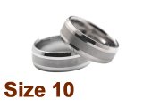 (Size 10) 8mm Brush Finish Tapered Flat Top Black Tungsten Ring