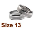 (Size 13) 8mm Brush Finish Tapered Flat Top Black Tungsten Ring