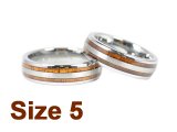 (Size 5) 6mm Koa Wood Inlay Curved Top Tungsten Ring