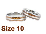 (Size 10) 6mm Koa Wood Inlay Curved Top Tungsten Ring