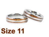 (Size 11) 6mm Koa Wood Inlay Curved Top Tungsten Ring