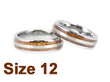 (Size 12) 6mm Koa Wood Inlay Curved Top Tungsten Ring