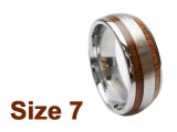 (Size 7) 6mm Koa Wood Inlay Curved Top Tungsten Ring