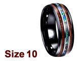 (Size 10) 8mm Abalone & Koa Wood Black Tungsten Ring