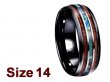 (Size 14) 8mm Abalone & Koa Wood Black Tungsten Ring