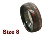 (Size 8) 8mm Koa Wood Black Tungsten Ring