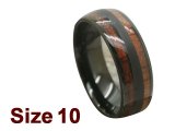 (Size 10) 8mm Koa Wood Black Tungsten Ring