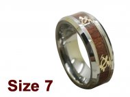 (Size 7 )8mm Gold Tone Turtle Inlay Koa Wood Tungsten Ring