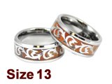 (Size 13) 8mm Trible Pattern Inlay Koa Wood Tungsten Ring