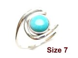 (Size 7) Turquoise 925 Silver Wave Ring