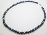 18" Black 7-8mm Round Fresh Water Pearl Necklace
