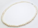 24" White 7-8mm Round Fresh Water Pearl Necklace