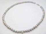 18" Silver Color 7-8mm Round Fresh Water Pearl Necklace