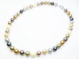 10mm Multi-2 Simulated MOP Shell Pearl Necklace w/ Smart Clasp