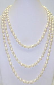 36" White Round Shape 7-8mm Fresh Water Pearl Necklace