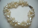White Twisted Fresh Water Pearl Bracelet 8.5"