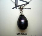 Genuine Black Teardrop Fresh Water Pearl w/ 925 Silver Box Chain