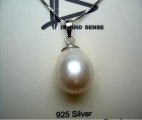Genuine White Teardrop Fresh Water Pearl w/ 925 Silver Box Chain