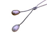 9-10mm Double White/Peach Freswater Pearl w/ 925 Silver Chain