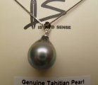 11mm Tear Drop Tahitian Pearl w/ 925 Silver Cap Box Chain 18"