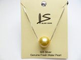 10mm Yellow Fresh Water Pearl w/ 18" Silver Chain