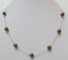 8mm Chocolate MOP Shell Pearl Around 925 Silver Chain 18"