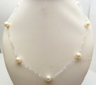 7mm White Fresh Water Pearl on Silver Chain 18"