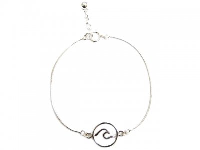 925 Silver Wave In Circle of Life Design Adjustable Bracelet