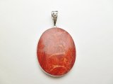 925-Silver 35x25mm Red Coral Pendant