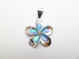 20mm 925 Silver Inlay Opal Flower Pendant