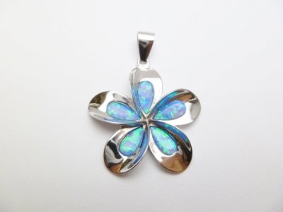 25mm 925 Silver Inlay Opal Flower Pendant