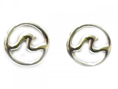 8mm 925 Silver Wave In Circle Of Life Design Stud Earrings