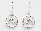 10mm 925 Silver Wave In Circle Of Life Design Dangle Earrings