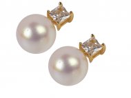 Fresh Water Pearl w/ Crystal 925 Silver Pin Earrings, MOQ-6