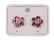 Pink Swarovski Crystal Plumeria 925 Silver Stud Earrings