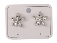 Clear Swarovski Crystal Plumeria 925 Silver Stud Earrings