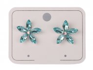 Aquamarine Swarovski Crystal Plumeria 925 Silver Stud Earrings
