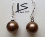 10mm Chocolate Color Shell Pearl Earring with 925 Silver Hook
