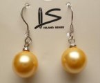 10mm Gold Yellow Shell Pearl Earring with 925 Silver Hook