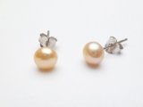 925 Silver 5mm Round Peach Freshwater Pearl Earring