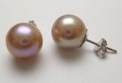 10mm Round Lavender Freshwater Pearl w/ 925 Silver Stud Earring