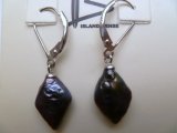 Black Freshwater Pearl w/ 925 Silver Lever Back Earrings