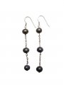 Black Freshwater Pearl with 925 Silver Finding Earring