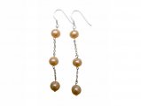 Peach Freshwater Pearl with 925 Silver Finding Earring