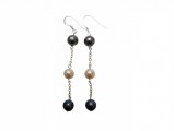 Black & White Freshwater Pearl with 925 Silver Finding Earring