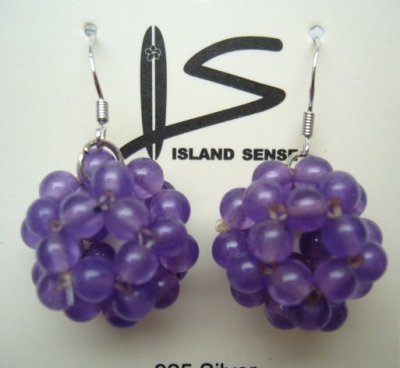 Purple Quartz Bead Earring w/ 925 Silver Earring Hook
