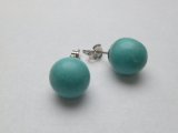 925 Silver Post Turquoise Stud Earrings 12mm
