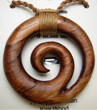41mm Natural Koa Wood Spiral w/ Adjustable Brown Cord